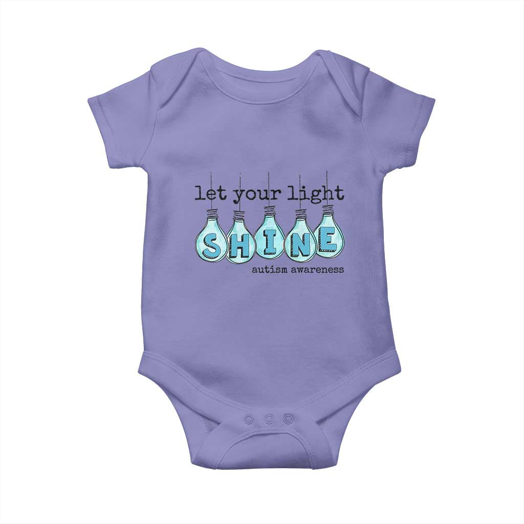 Let Your Light Shine Autism Awareness Baby Onesie Light Bulb Autism Acceptance TS11 Violet Print Your Wear