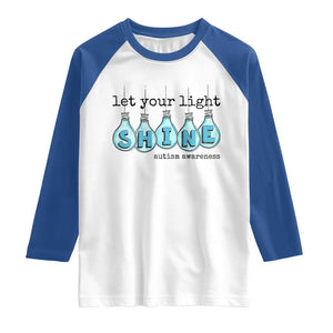 Let Your Light Shine Autism Awareness Raglan Shirt Light Bulb Autism Acceptance TS11 White Royal Print Your Wear