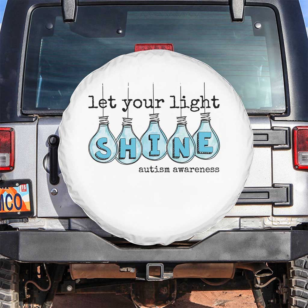 Let Your Light Shine Autism Awareness Spare Tire Cover Light Bulb Autism Acceptance TS11 No hole White Print Your Wear
