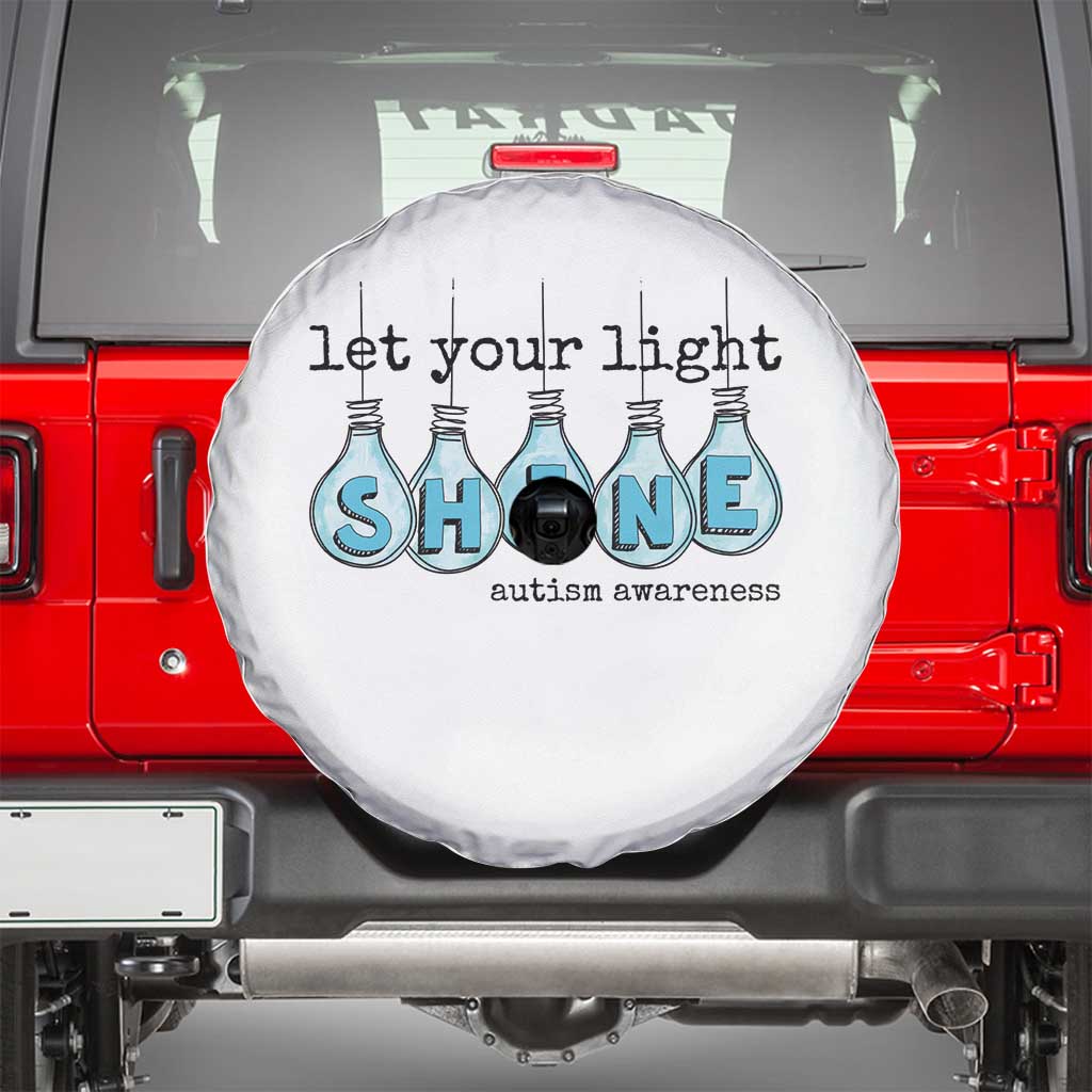Let Your Light Shine Autism Awareness Spare Tire Cover Light Bulb Autism Acceptance TS11 White Print Your Wear