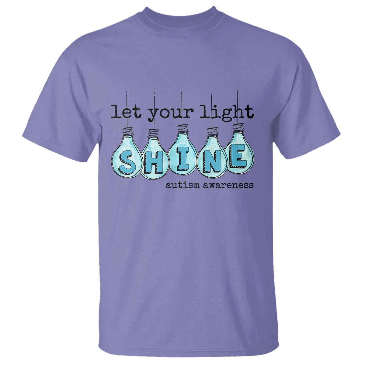 Let Your Light Shine Autism Awareness T Shirt Light Bulb Autism Acceptance TS11 Violet Print Your Wear