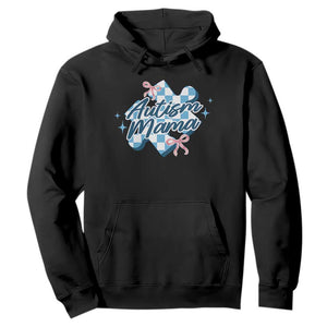 Autism Mama Coquette Puzzle Piece Pink Bow Hoodie TS11 Black Print Your Wear