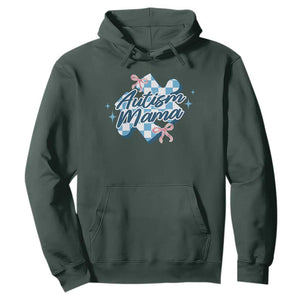 Autism Mama Coquette Puzzle Piece Pink Bow Hoodie TS11 Dark Forest Green Print Your Wear