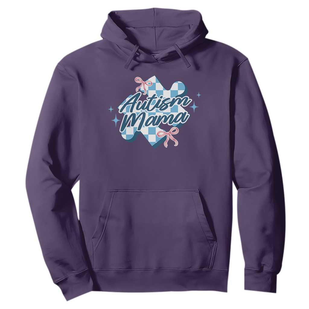 Autism Mama Coquette Puzzle Piece Pink Bow Hoodie TS11 Purple Print Your Wear