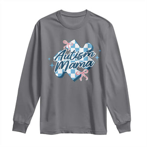 Autism Mama Coquette Puzzle Piece Pink Bow Long Sleeve Shirt TS11 Charcoal Print Your Wear