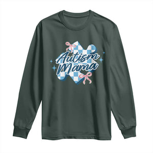 Autism Mama Coquette Puzzle Piece Pink Bow Long Sleeve Shirt TS11 Dark Forest Green Print Your Wear