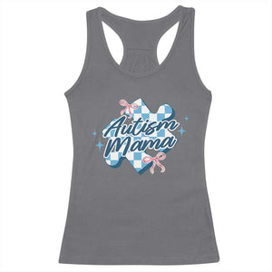 Autism Mama Coquette Puzzle Piece Pink Bow Racerback Tank Top TS11 Charcoal Print Your Wear