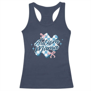 Autism Mama Coquette Puzzle Piece Pink Bow Racerback Tank Top TS11 Navy Print Your Wear