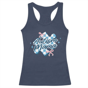 Autism Mama Coquette Puzzle Piece Pink Bow Racerback Tank Top TS11 Navy Print Your Wear