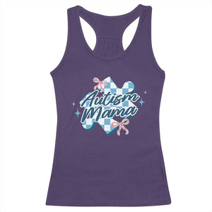 Autism Mama Coquette Puzzle Piece Pink Bow Racerback Tank Top TS11 Purple Print Your Wear