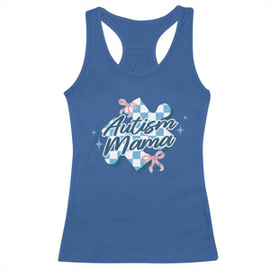Autism Mama Coquette Puzzle Piece Pink Bow Racerback Tank Top TS11 Royal Blue Print Your Wear
