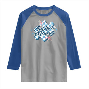 Autism Mama Coquette Puzzle Piece Pink Bow Raglan Shirt TS11 Sport Gray Royal Print Your Wear