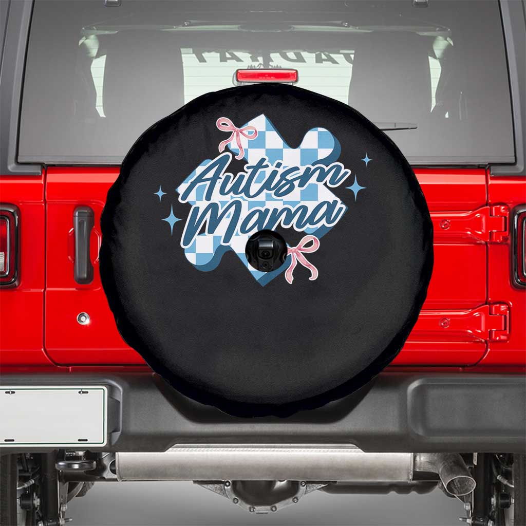 Autism Mama Coquette Puzzle Piece Pink Bow Spare Tire Cover TS11 Black Print Your Wear