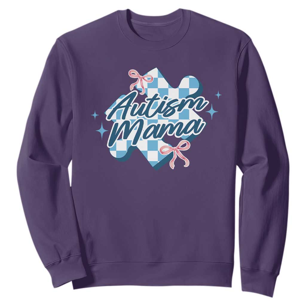 Autism Mama Coquette Puzzle Piece Pink Bow Sweatshirt TS11 Purple Print Your Wear
