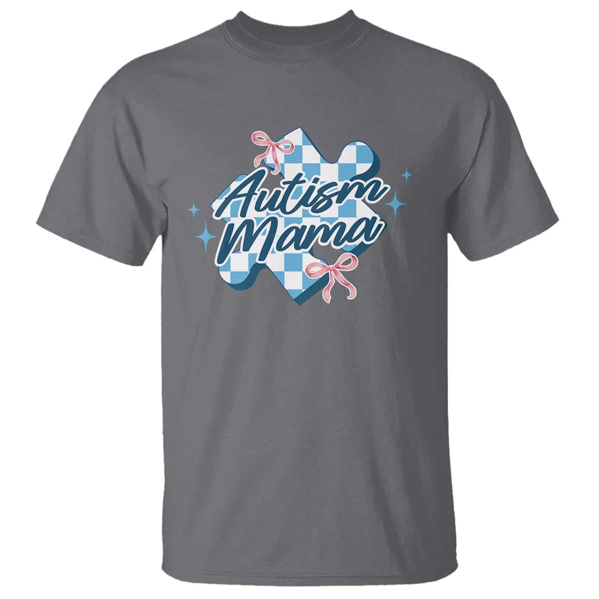 Autism Mama Coquette Puzzle Piece Pink Bow T Shirt TS11 Charcoal Print Your Wear
