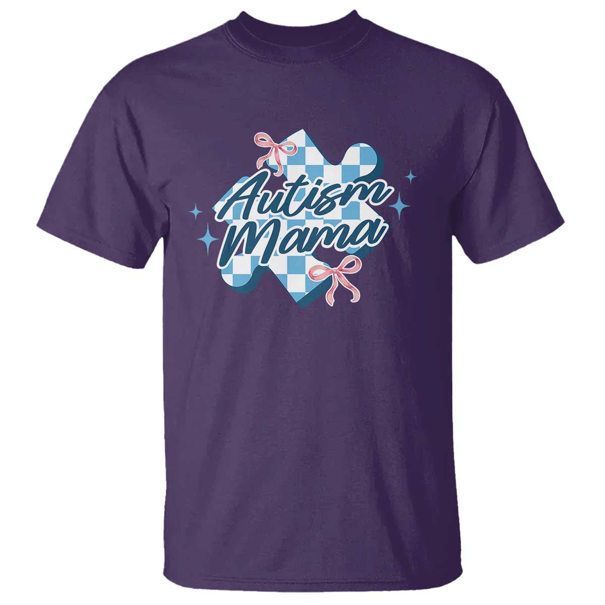 Autism Mama Coquette Puzzle Piece Pink Bow T Shirt TS11 Purple Print Your Wear
