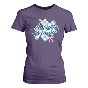 Autism Mama Coquette Puzzle Piece Pink Bow T Shirt For Women TS11 Purple Print Your Wear