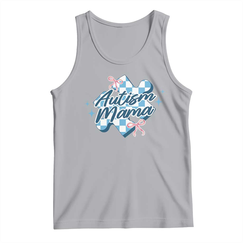 Autism Mama Coquette Puzzle Piece Pink Bow Tank Top TS11 Athletic Heather Print Your Wear