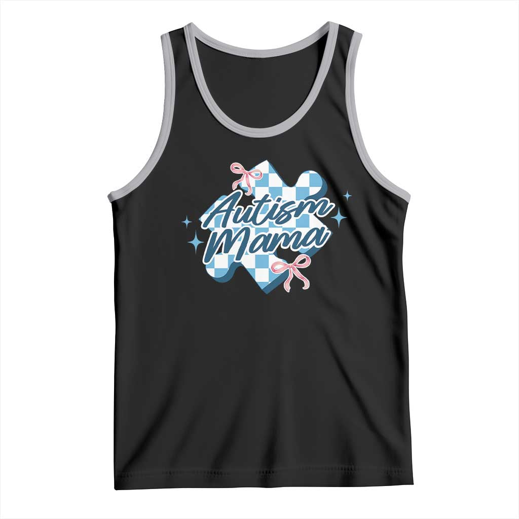 Autism Mama Coquette Puzzle Piece Pink Bow Tank Top TS11 Black Athletic Heather Print Your Wear