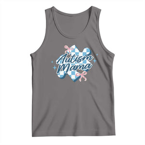Autism Mama Coquette Puzzle Piece Pink Bow Tank Top TS11 Deep Heather Print Your Wear