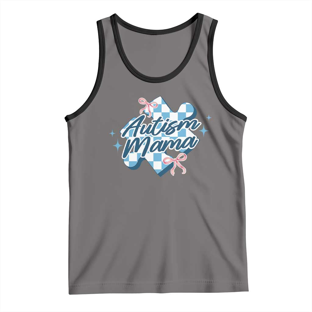 Autism Mama Coquette Puzzle Piece Pink Bow Tank Top TS11 Deep Heather Black Print Your Wear