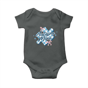 Autism Mini Coquette Puzzle Piece Pink Bow Baby Onesie TS11 Dark Heather Print Your Wear