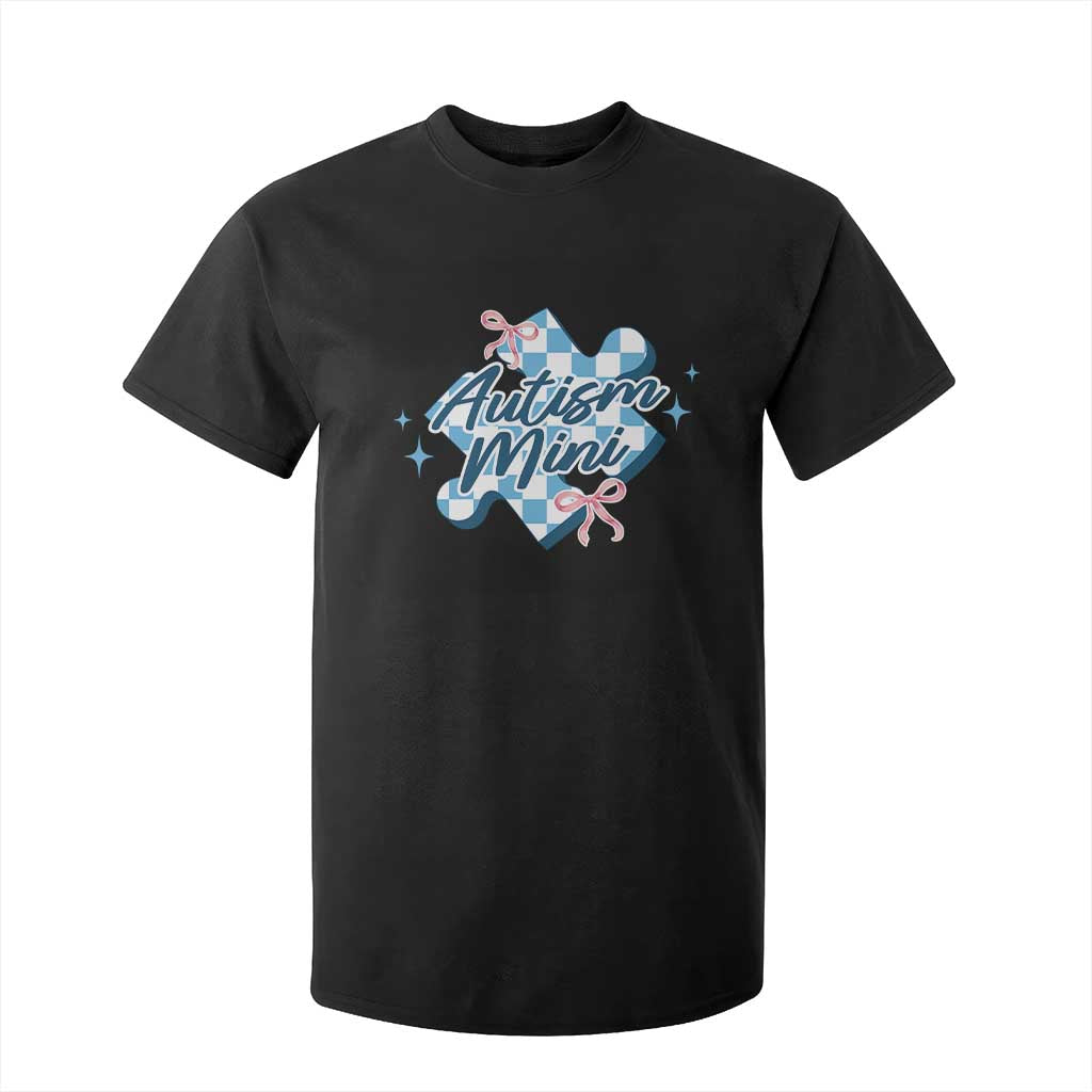 Autism Mini Coquette Puzzle Piece Pink Bow T Shirt For Kid TS11 Black Print Your Wear