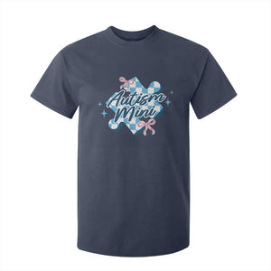Autism Mini Coquette Puzzle Piece Pink Bow T Shirt For Kid TS11 Navy Print Your Wear