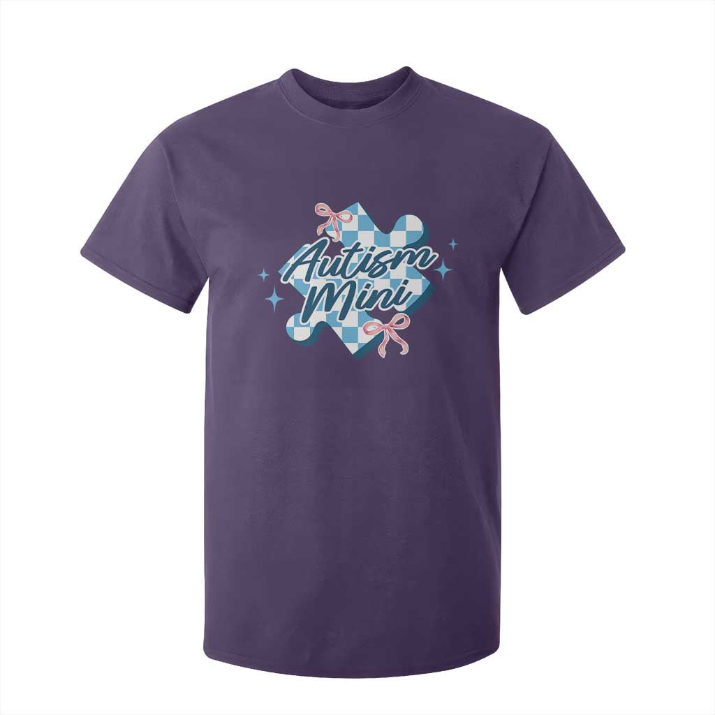 Autism Mini Coquette Puzzle Piece Pink Bow T Shirt For Kid TS11 Purple Print Your Wear
