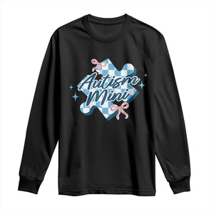 Autism Mini Coquette Puzzle Piece Pink Bow Long Sleeve Shirt TS11 Black Print Your Wear