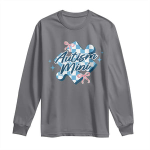 Autism Mini Coquette Puzzle Piece Pink Bow Long Sleeve Shirt TS11 Charcoal Print Your Wear