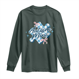 Autism Mini Coquette Puzzle Piece Pink Bow Long Sleeve Shirt TS11 Dark Forest Green Print Your Wear