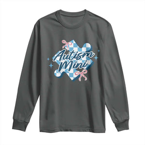 Autism Mini Coquette Puzzle Piece Pink Bow Long Sleeve Shirt TS11 Dark Heather Print Your Wear