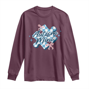 Autism Mini Coquette Puzzle Piece Pink Bow Long Sleeve Shirt TS11 Maroon Print Your Wear