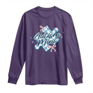 Autism Mini Coquette Puzzle Piece Pink Bow Long Sleeve Shirt TS11 Purple Print Your Wear