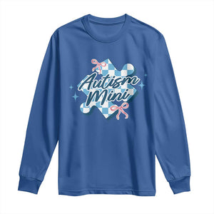 Autism Mini Coquette Puzzle Piece Pink Bow Long Sleeve Shirt TS11 Royal Blue Print Your Wear