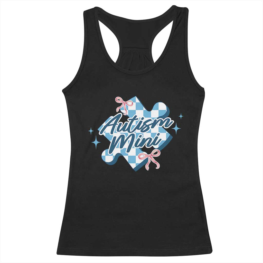 Autism Mini Coquette Puzzle Piece Pink Bow Racerback Tank Top TS11 Black Print Your Wear