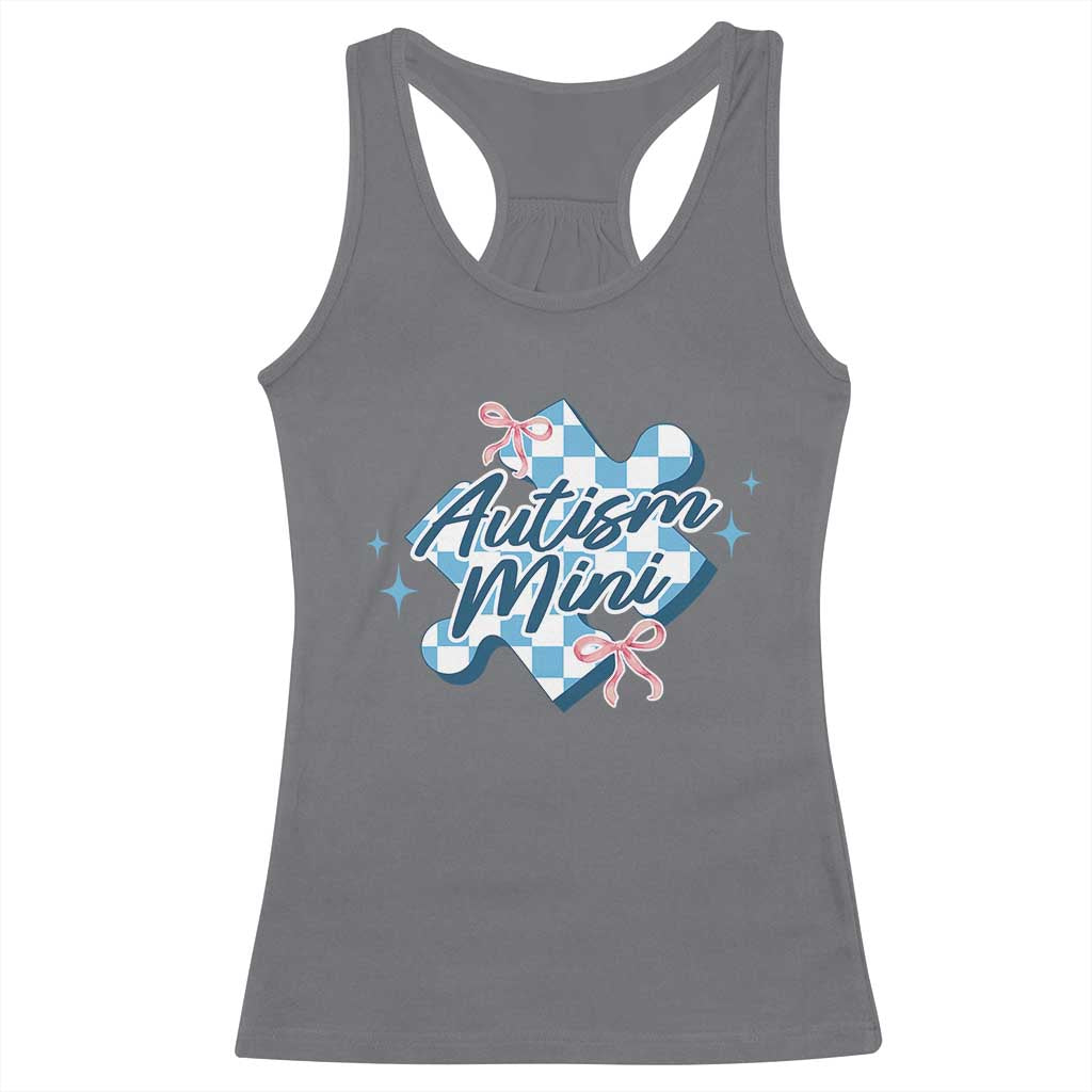 Autism Mini Coquette Puzzle Piece Pink Bow Racerback Tank Top TS11 Charcoal Print Your Wear