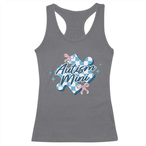Autism Mini Coquette Puzzle Piece Pink Bow Racerback Tank Top TS11 Charcoal Print Your Wear