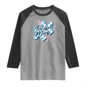 Autism Mini Coquette Puzzle Piece Pink Bow Raglan Shirt TS11 Sport Gray Black Print Your Wear