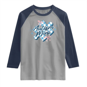 Autism Mini Coquette Puzzle Piece Pink Bow Raglan Shirt TS11 Sport Gray Navy Print Your Wear