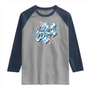 Autism Mini Coquette Puzzle Piece Pink Bow Raglan Shirt TS11 Sport Gray Navy Print Your Wear