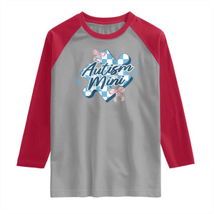 Autism Mini Coquette Puzzle Piece Pink Bow Raglan Shirt TS11 Sport Gray Red Print Your Wear