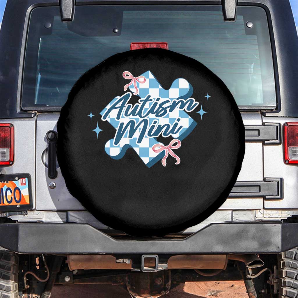 Autism Mini Coquette Puzzle Piece Pink Bow Spare Tire Cover TS11 No hole Black Print Your Wear