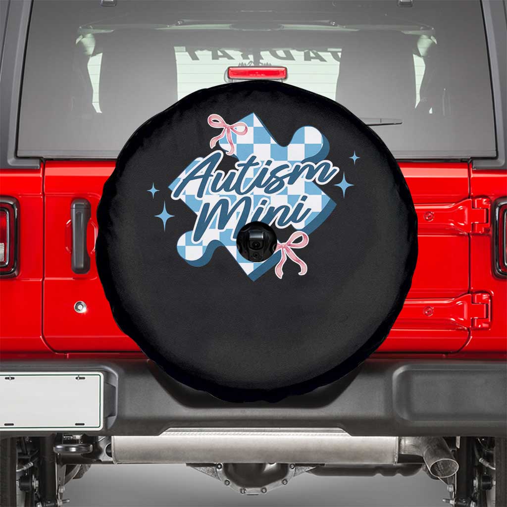 Autism Mini Coquette Puzzle Piece Pink Bow Spare Tire Cover TS11 Black Print Your Wear