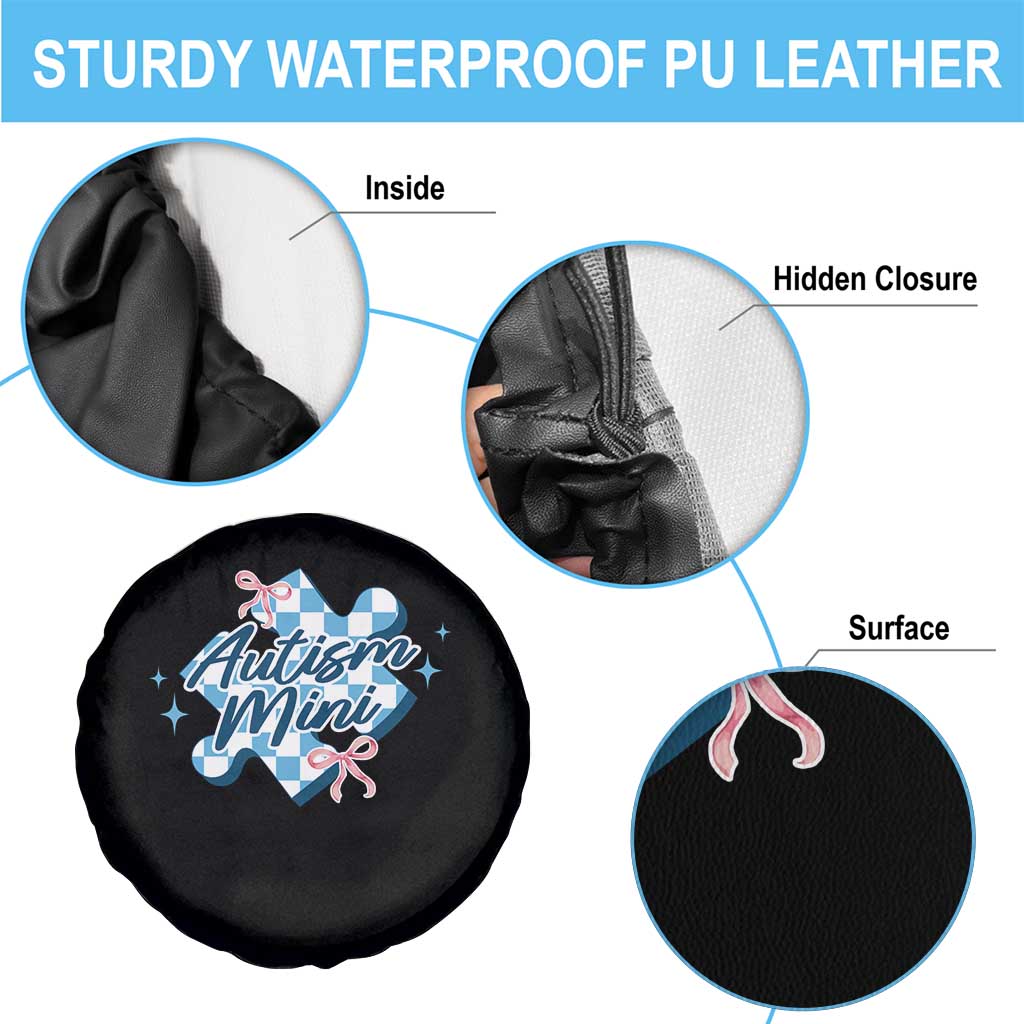 Autism Mini Coquette Puzzle Piece Pink Bow Spare Tire Cover TS11 Print Your Wear