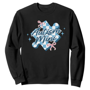 Autism Mini Coquette Puzzle Piece Pink Bow Sweatshirt TS11 Black Print Your Wear