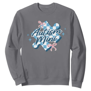 Autism Mini Coquette Puzzle Piece Pink Bow Sweatshirt TS11 Charcoal Print Your Wear