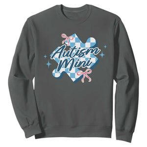 Autism Mini Coquette Puzzle Piece Pink Bow Sweatshirt TS11 Dark Heather Print Your Wear