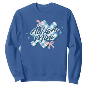 Autism Mini Coquette Puzzle Piece Pink Bow Sweatshirt TS11 Royal Blue Print Your Wear